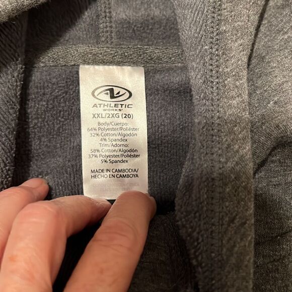 Athletic works szXXL grey fleece lined zip front hoodie with pockets GUC - Picture 3 of 9